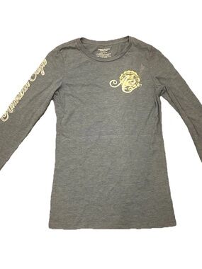 American Eagle Outfitters Gray Knit Long Sleeve Crew Neck Top Small Petites